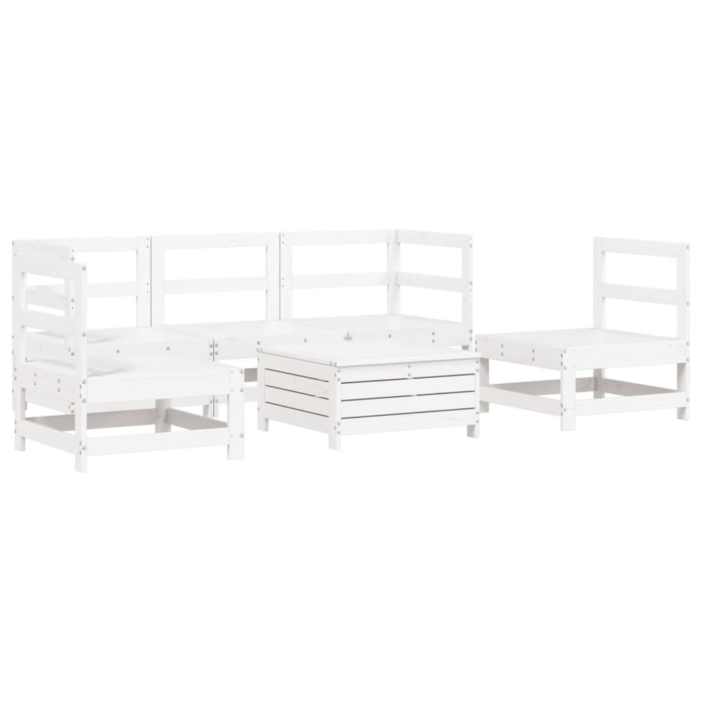 6-delige Loungeset massief grenenhout wit is nu te koop bij PeponiXL, paradijselijk wonen!