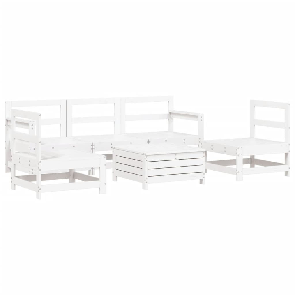 6-delige Loungeset massief grenenhout wit is nu te koop bij PeponiXL, paradijselijk wonen!