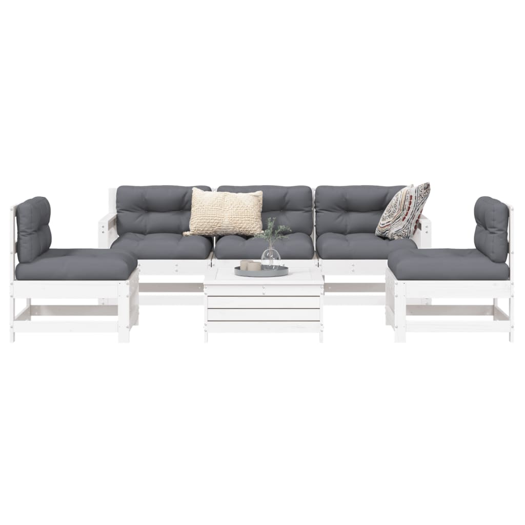 6-delige Loungeset massief grenenhout wit is nu te koop bij PeponiXL, paradijselijk wonen!