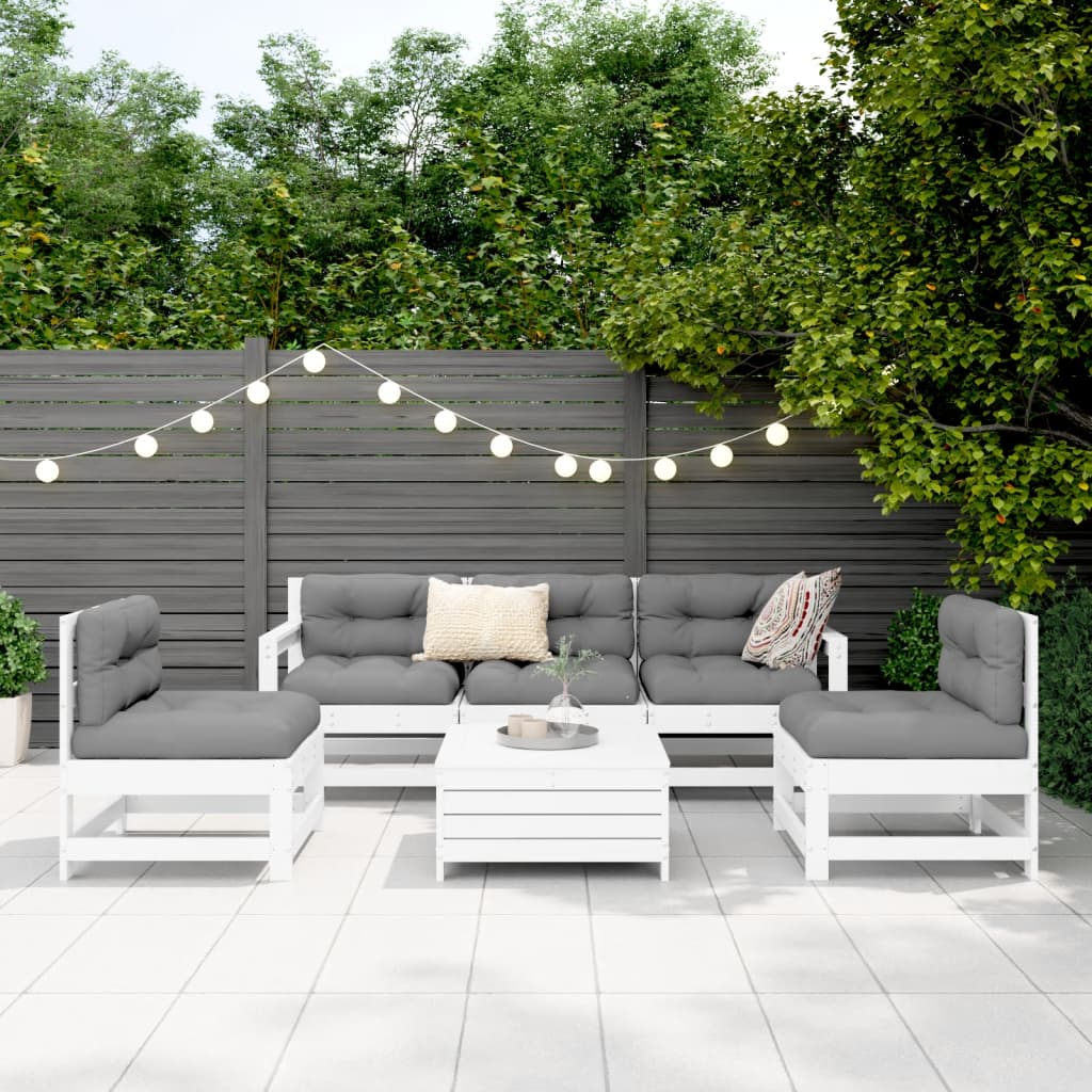 6-delige Loungeset massief grenenhout wit is nu te koop bij PeponiXL, paradijselijk wonen!