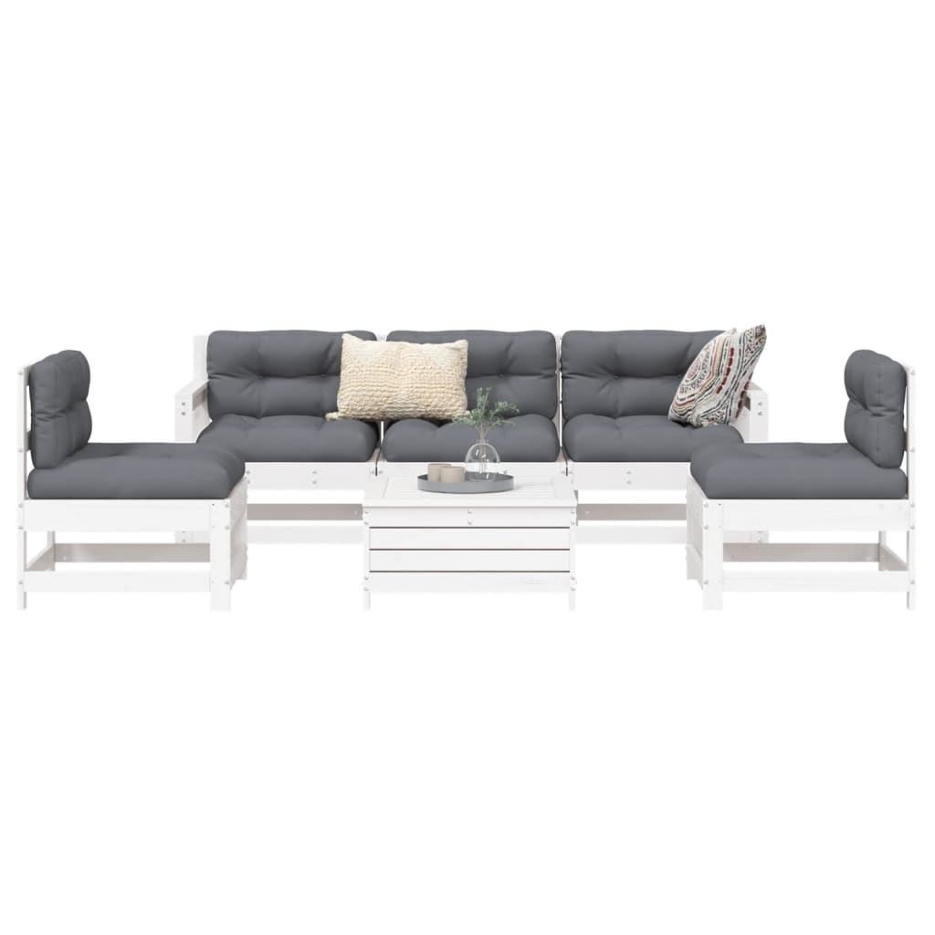 6-delige Loungeset massief grenenhout wit is nu te koop bij PeponiXL, paradijselijk wonen!