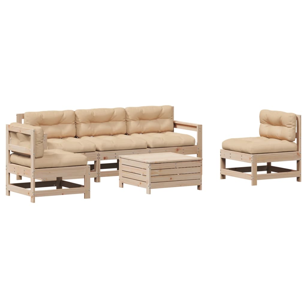 6-delige Loungeset met kussens massief grenenhout is nu te koop bij PeponiXL, paradijselijk wonen!
