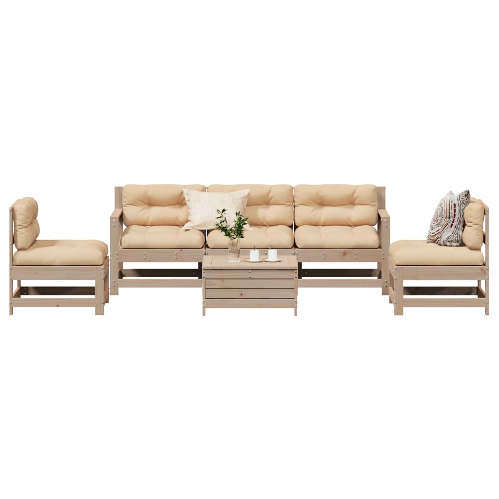 6-delige Loungeset met kussens massief grenenhout is nu te koop bij PeponiXL, paradijselijk wonen!