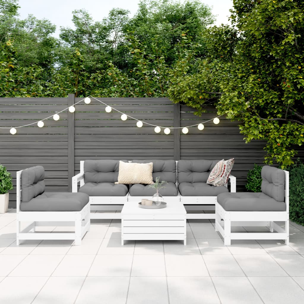 6-delige Loungeset massief grenenhout wit is nu te koop bij PeponiXL, paradijselijk wonen!
