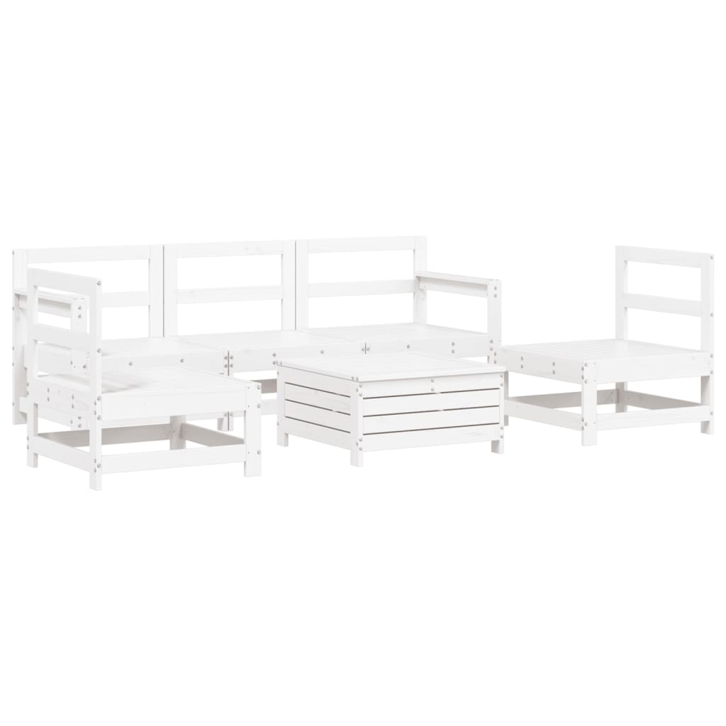 6-delige Loungeset massief grenenhout wit is nu te koop bij PeponiXL, paradijselijk wonen!