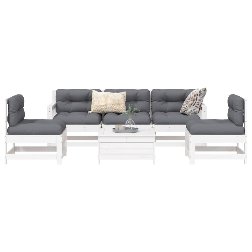 6-delige Loungeset massief grenenhout wit is nu te koop bij PeponiXL, paradijselijk wonen!