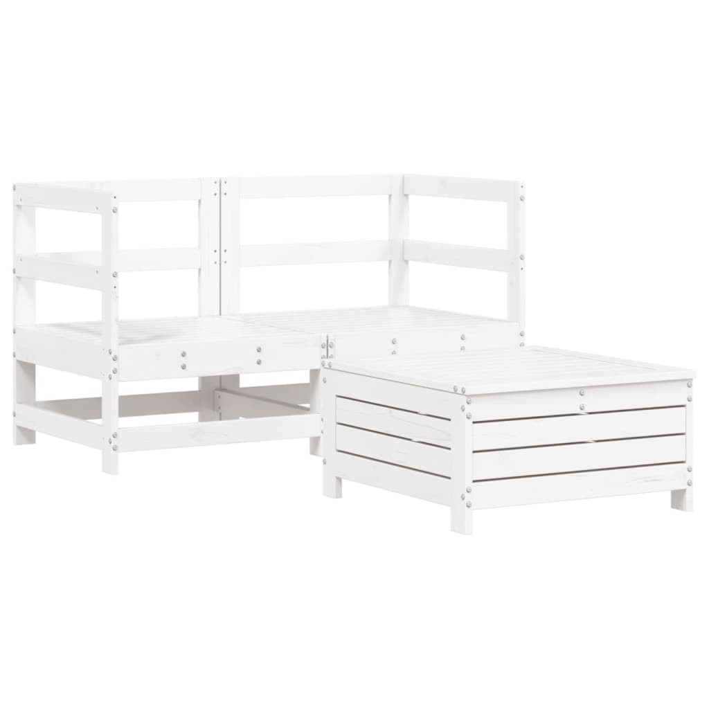 3-delige Loungeset massief grenenhout wit is nu te koop bij PeponiXL, paradijselijk wonen!