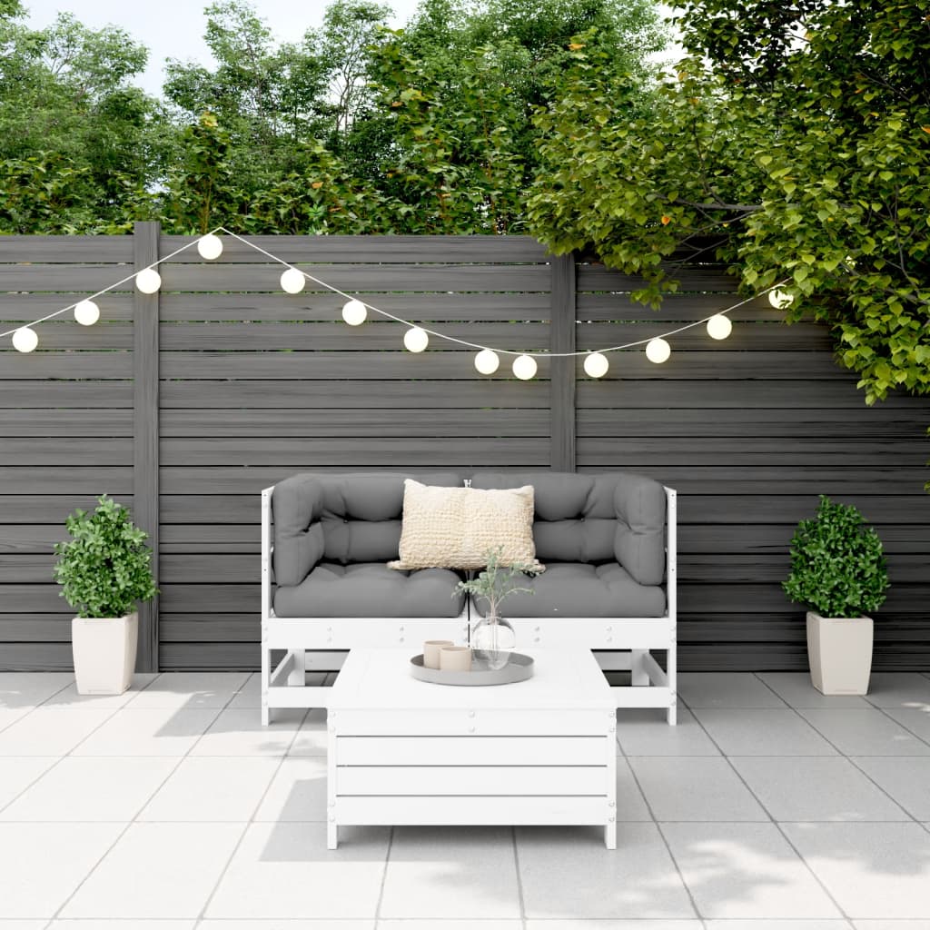 3-delige Loungeset massief grenenhout wit is nu te koop bij PeponiXL, paradijselijk wonen!