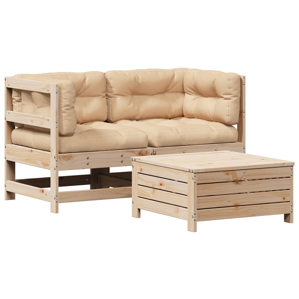 3-delige Loungeset met kussens massief grenenhout is nu te koop bij PeponiXL, paradijselijk wonen!