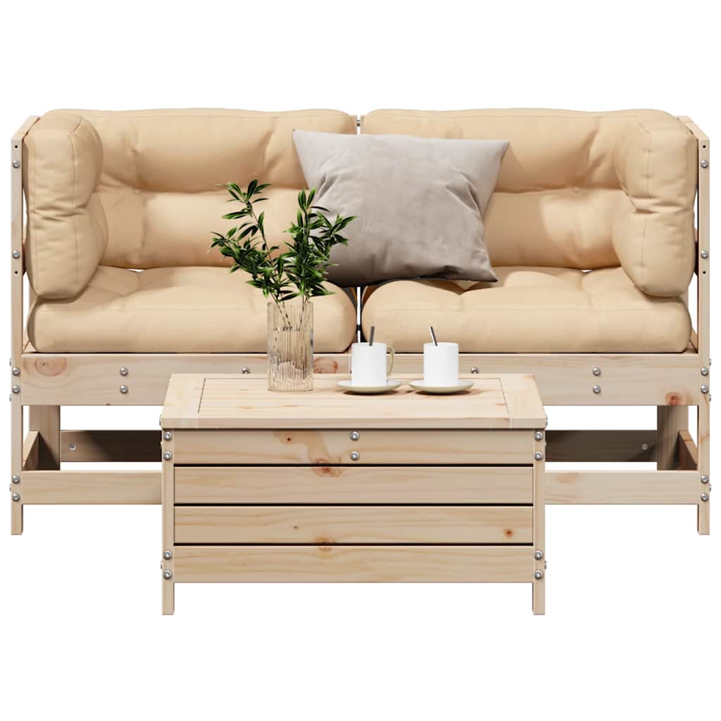 3-delige Loungeset met kussens massief grenenhout is nu te koop bij PeponiXL, paradijselijk wonen!