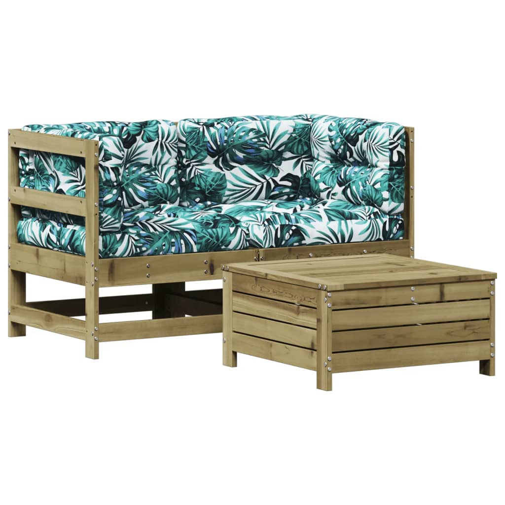 3-delige Loungeset met kussens geïmpregneerd grenenhout is nu te koop bij PeponiXL, paradijselijk wonen!
