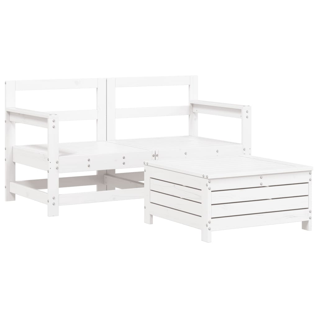 3-delige Loungeset massief grenenhout wit is nu te koop bij PeponiXL, paradijselijk wonen!