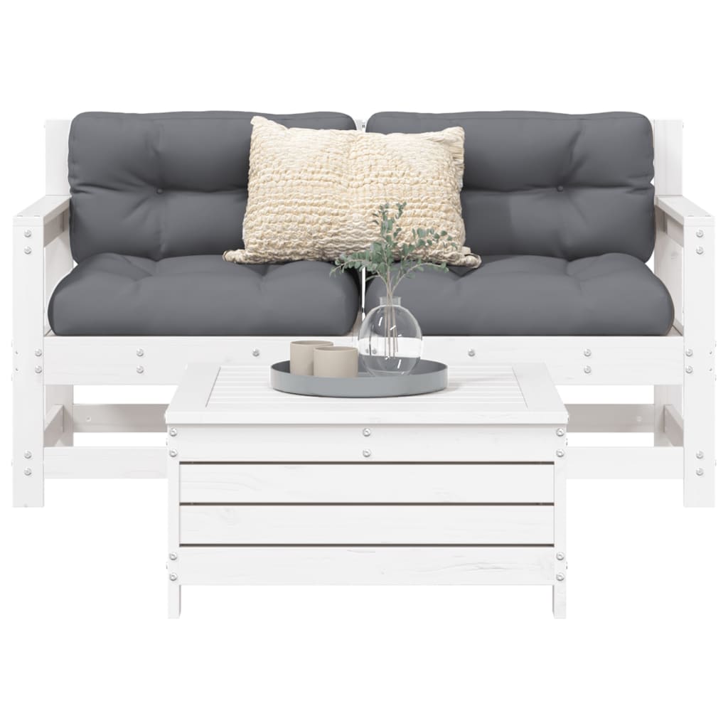 3-delige Loungeset massief grenenhout wit is nu te koop bij PeponiXL, paradijselijk wonen!