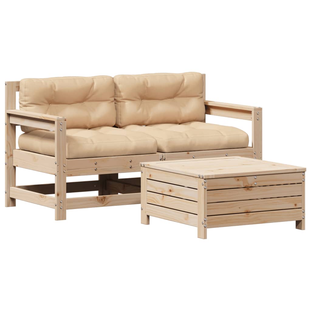 3-delige Loungeset met kussens massief grenenhout is nu te koop bij PeponiXL, paradijselijk wonen!