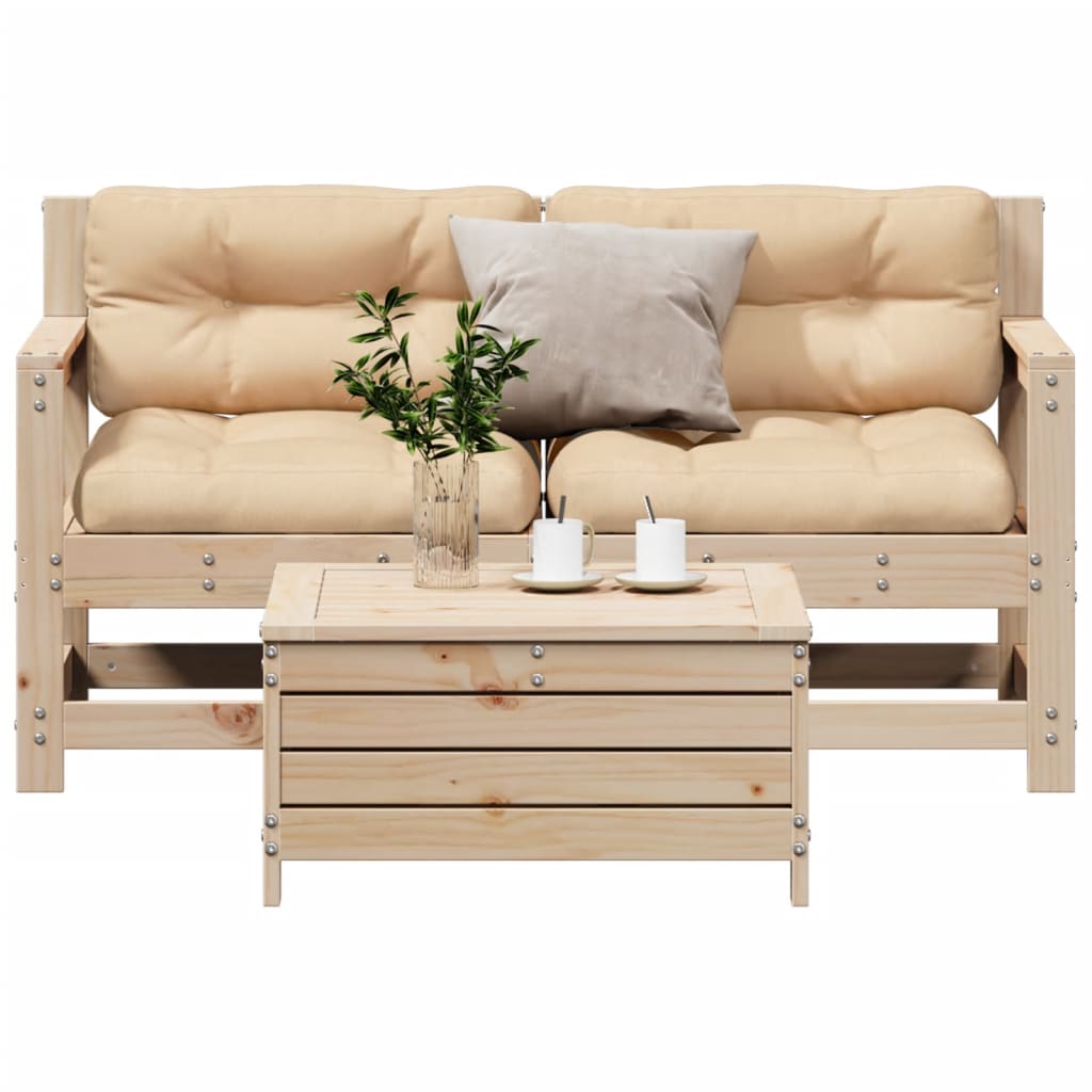 3-delige Loungeset met kussens massief grenenhout is nu te koop bij PeponiXL, paradijselijk wonen!