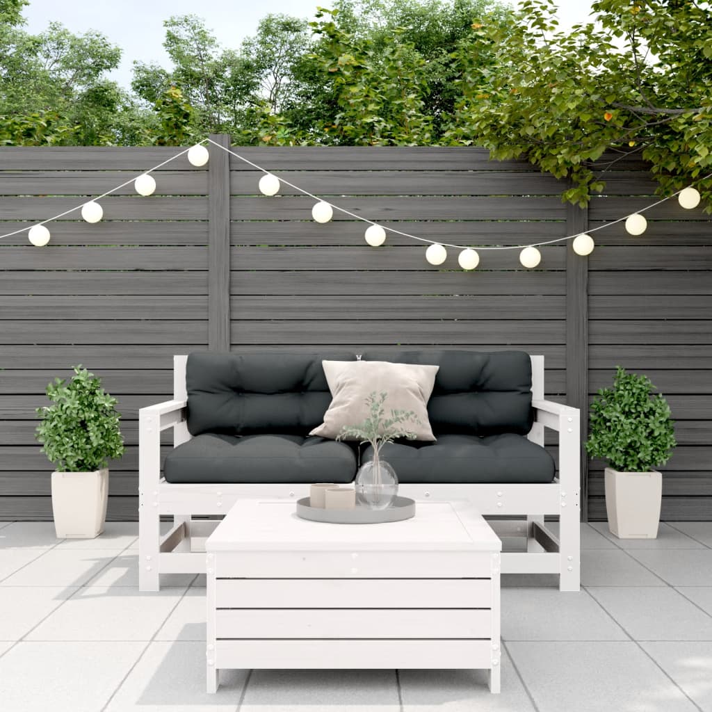 3-delige Loungeset met kussens massief grenenhout wit is nu te koop bij PeponiXL, paradijselijk wonen!