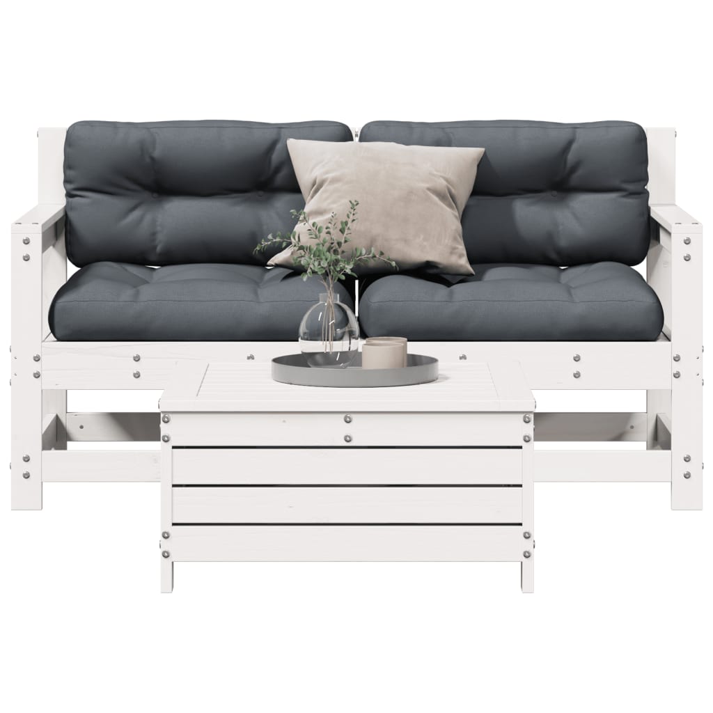3-delige Loungeset met kussens massief grenenhout wit is nu te koop bij PeponiXL, paradijselijk wonen!
