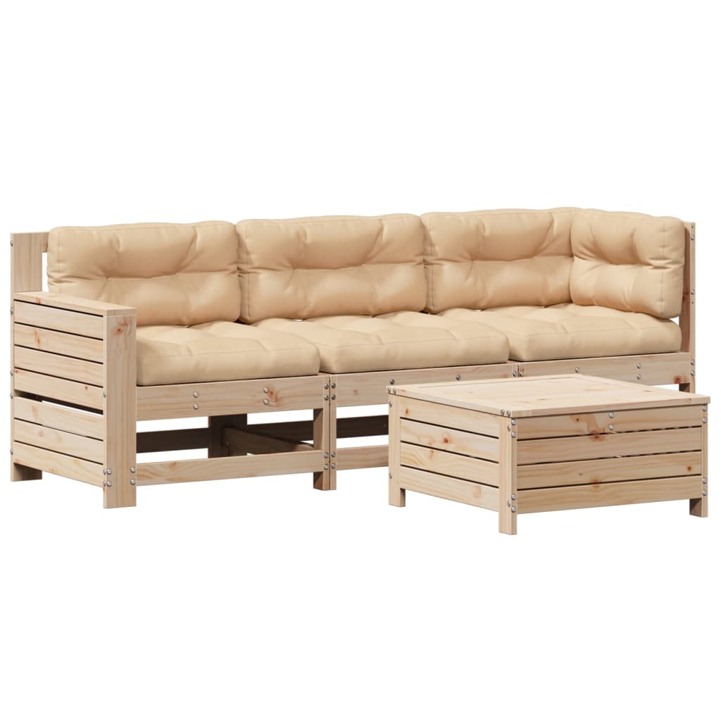 4-delige Loungeset massief grenenhout is nu te koop bij PeponiXL, paradijselijk wonen!