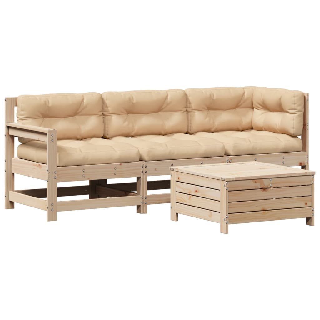 4-delige Loungeset massief grenenhout is nu te koop bij PeponiXL, paradijselijk wonen!
