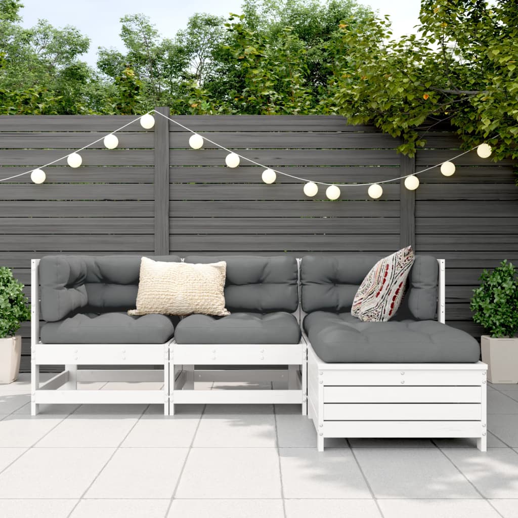 4-delige Loungeset massief grenenhout wit is nu te koop bij PeponiXL, paradijselijk wonen!