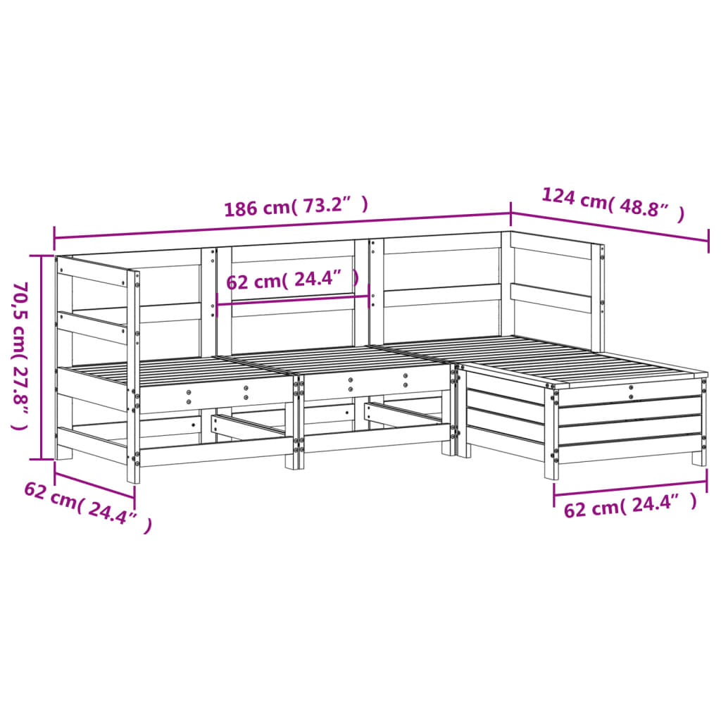 4-delige Loungeset massief grenenhout wit is nu te koop bij PeponiXL, paradijselijk wonen!