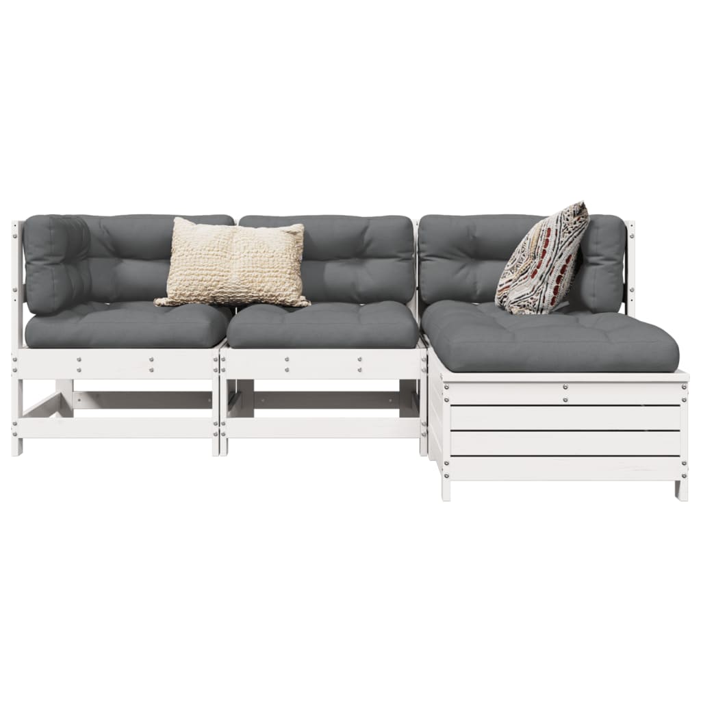 4-delige Loungeset massief grenenhout wit is nu te koop bij PeponiXL, paradijselijk wonen!