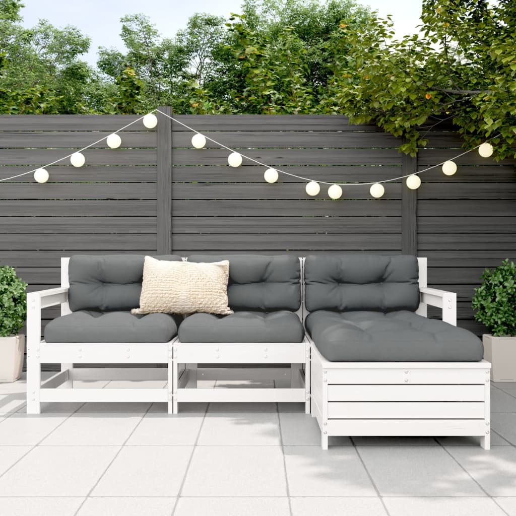 4-delige Loungeset massief grenenhout wit is nu te koop bij PeponiXL, paradijselijk wonen!