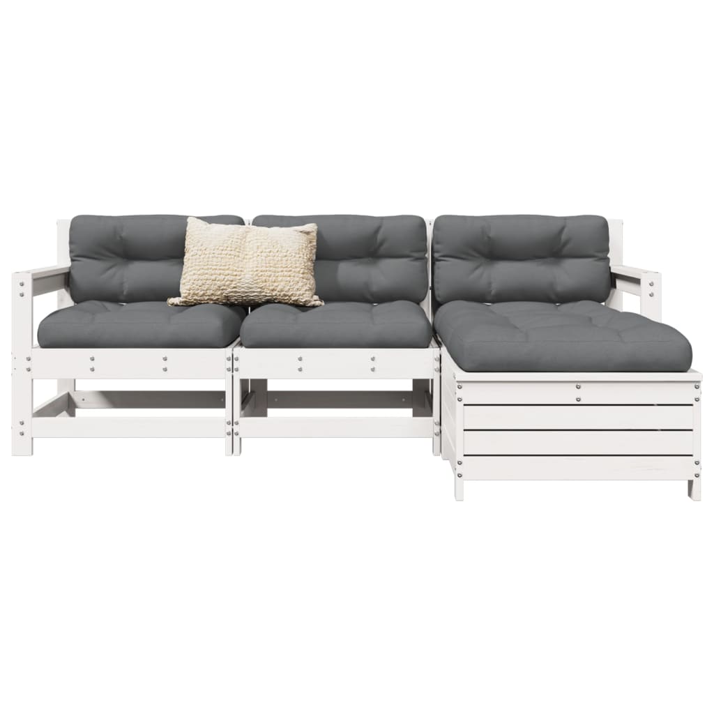 4-delige Loungeset massief grenenhout wit is nu te koop bij PeponiXL, paradijselijk wonen!