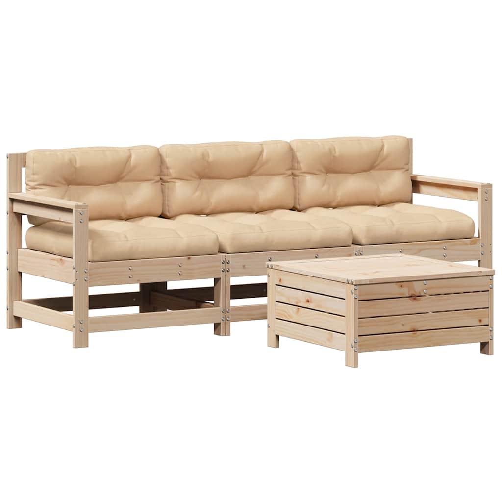 4-delige Loungeset massief grenenhout is nu te koop bij PeponiXL, paradijselijk wonen!