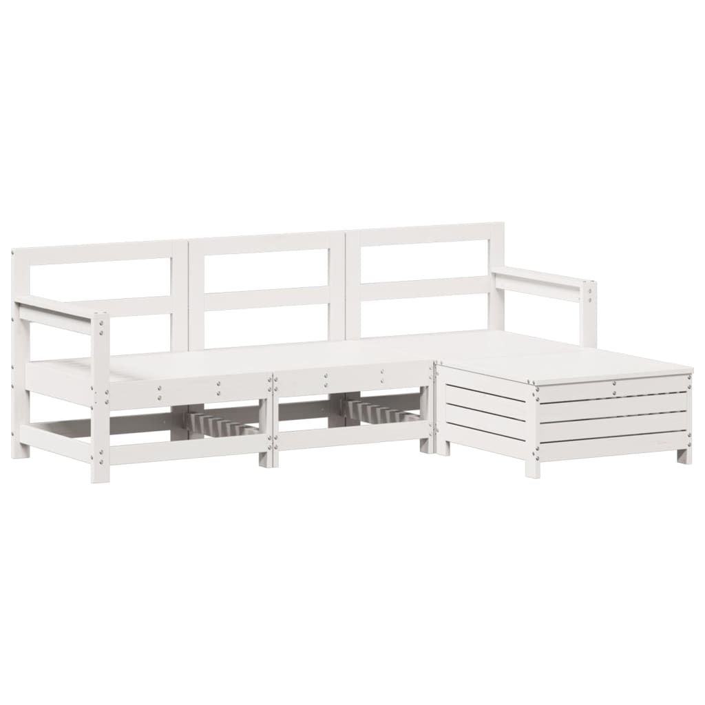 4-delige Loungeset massief grenenhout wit is nu te koop bij PeponiXL, paradijselijk wonen!