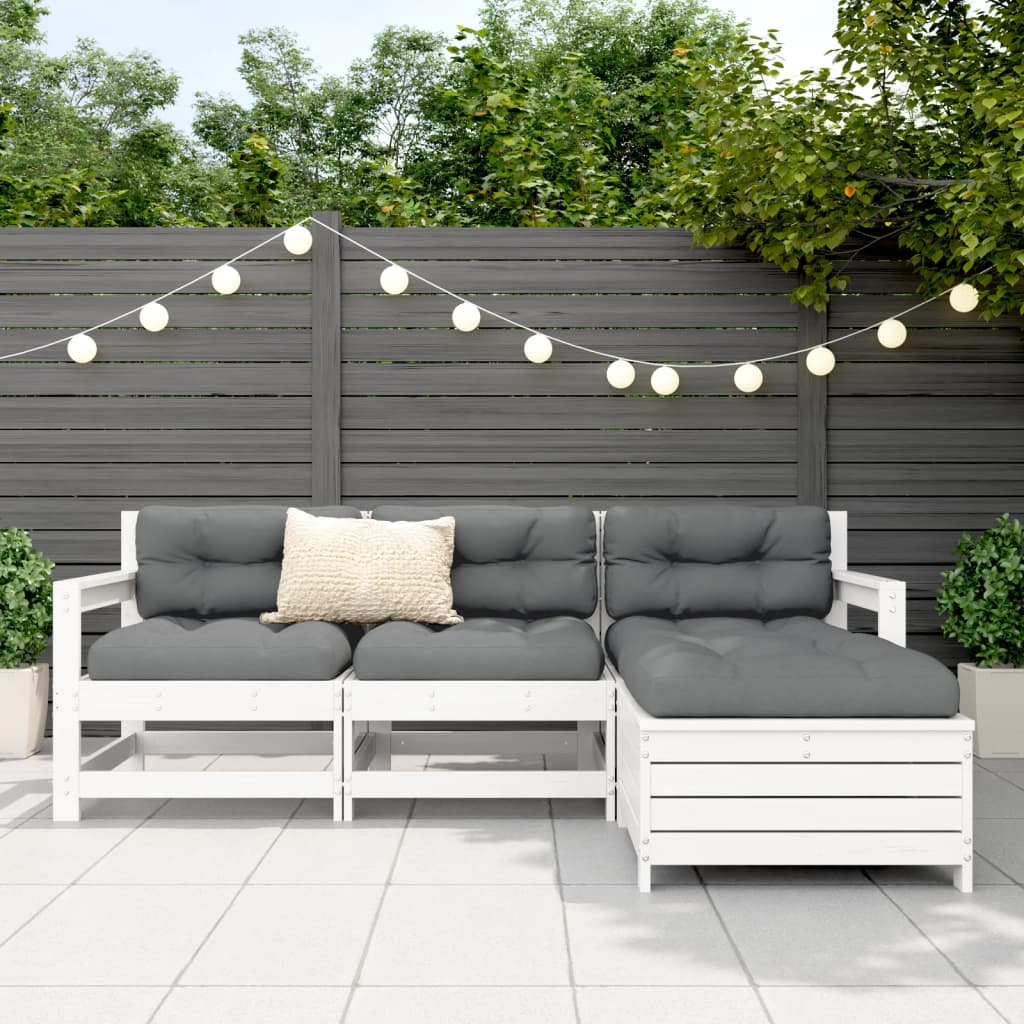 4-delige Loungeset massief grenenhout wit is nu te koop bij PeponiXL, paradijselijk wonen!