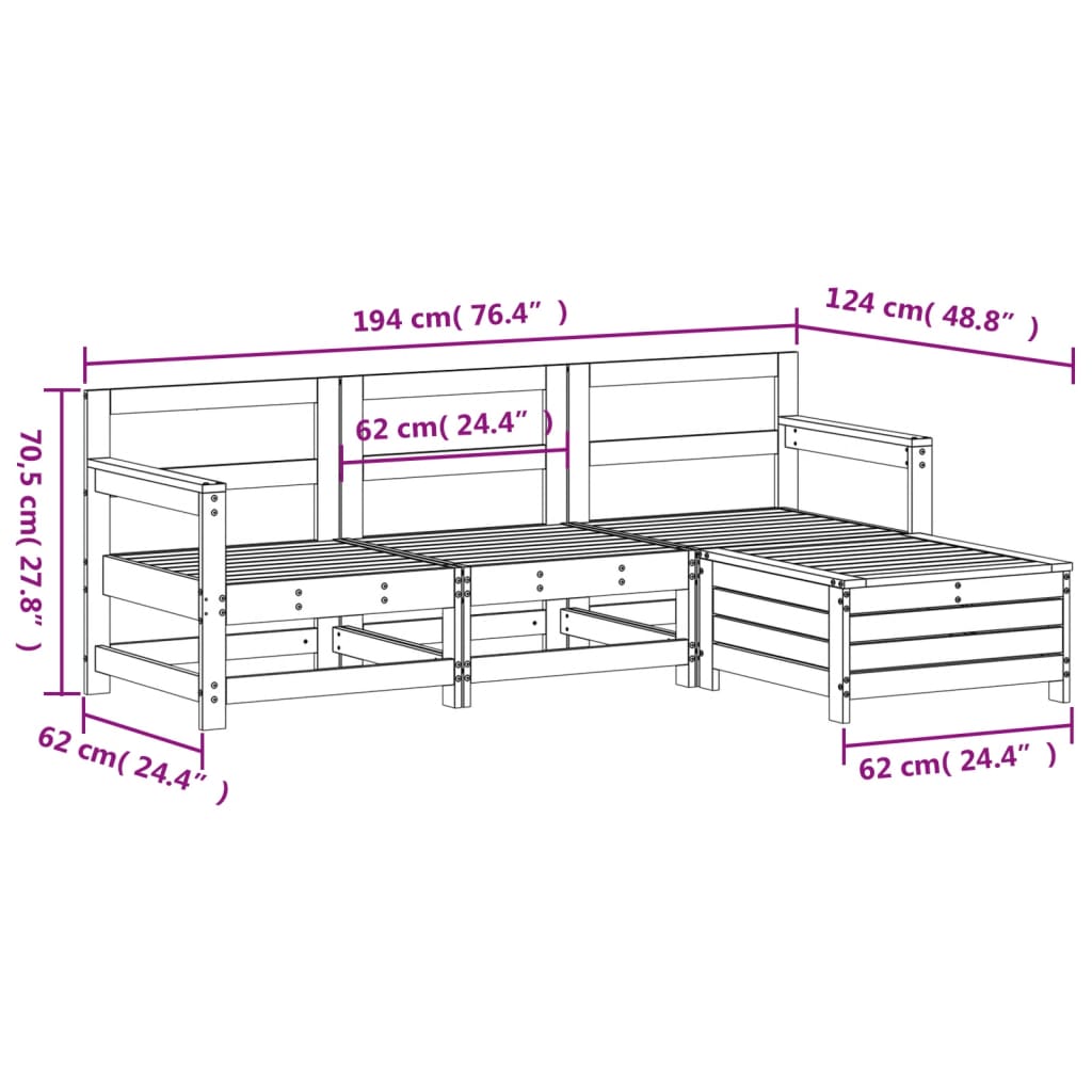 4-delige Loungeset geïmpregneerd grenenhout is nu te koop bij PeponiXL, paradijselijk wonen!