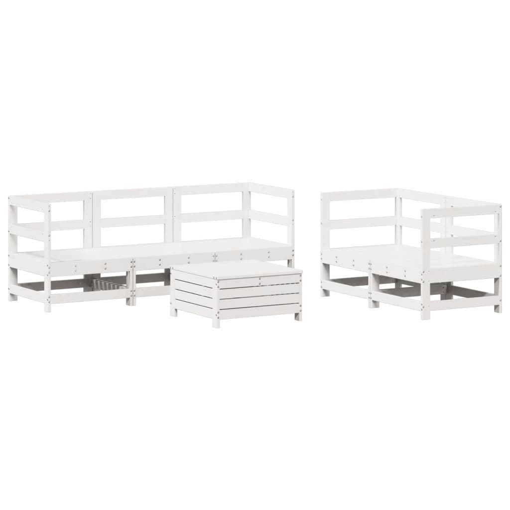 6-delige Loungeset massief grenenhout wit is nu te koop bij PeponiXL, paradijselijk wonen!