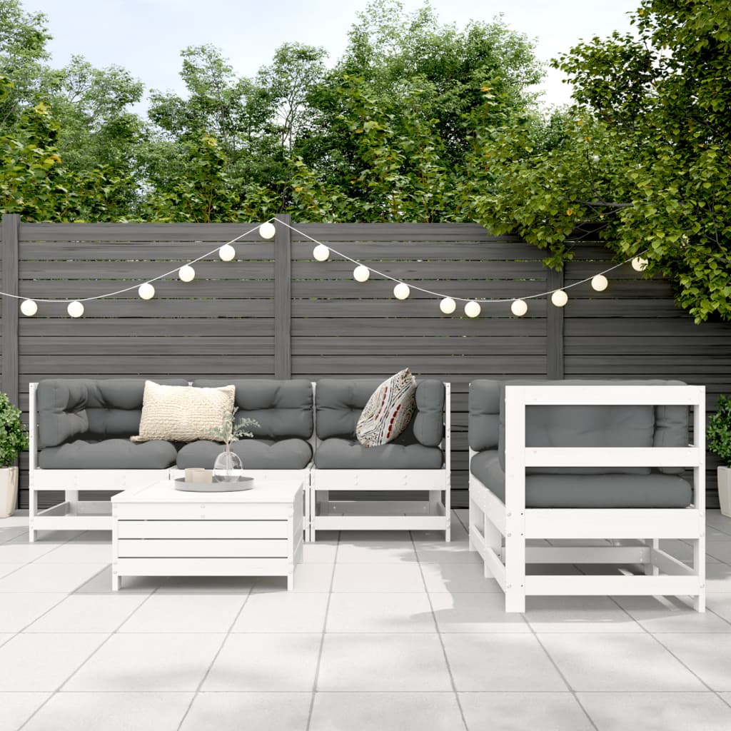 6-delige Loungeset massief grenenhout wit is nu te koop bij PeponiXL, paradijselijk wonen!