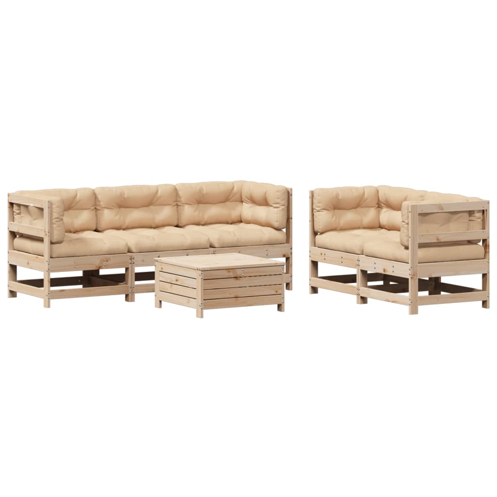 6-delige Loungeset met kussens massief grenenhout is nu te koop bij PeponiXL, paradijselijk wonen!