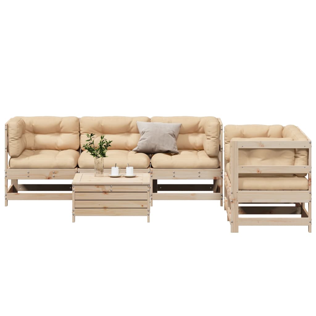 6-delige Loungeset met kussens massief grenenhout is nu te koop bij PeponiXL, paradijselijk wonen!
