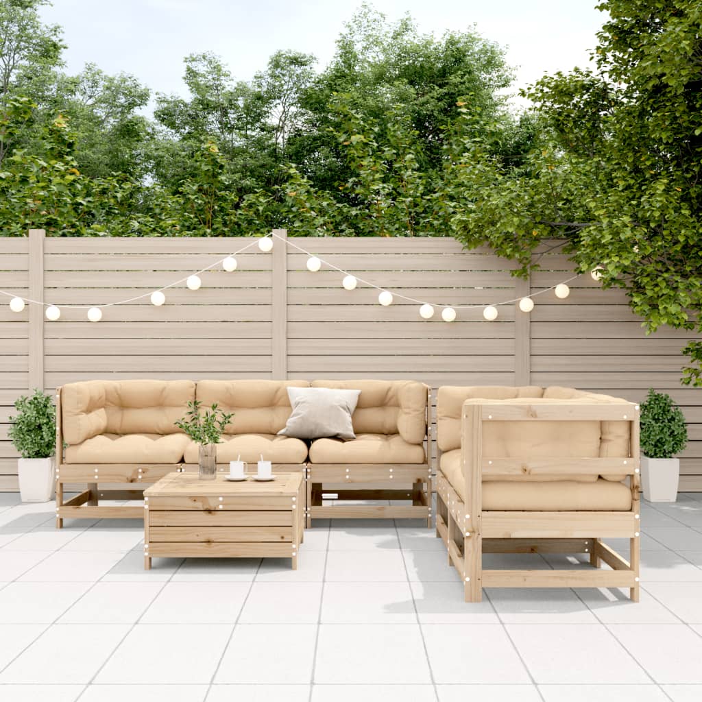 6-delige Loungeset met kussens massief grenenhout is nu te koop bij PeponiXL, paradijselijk wonen!