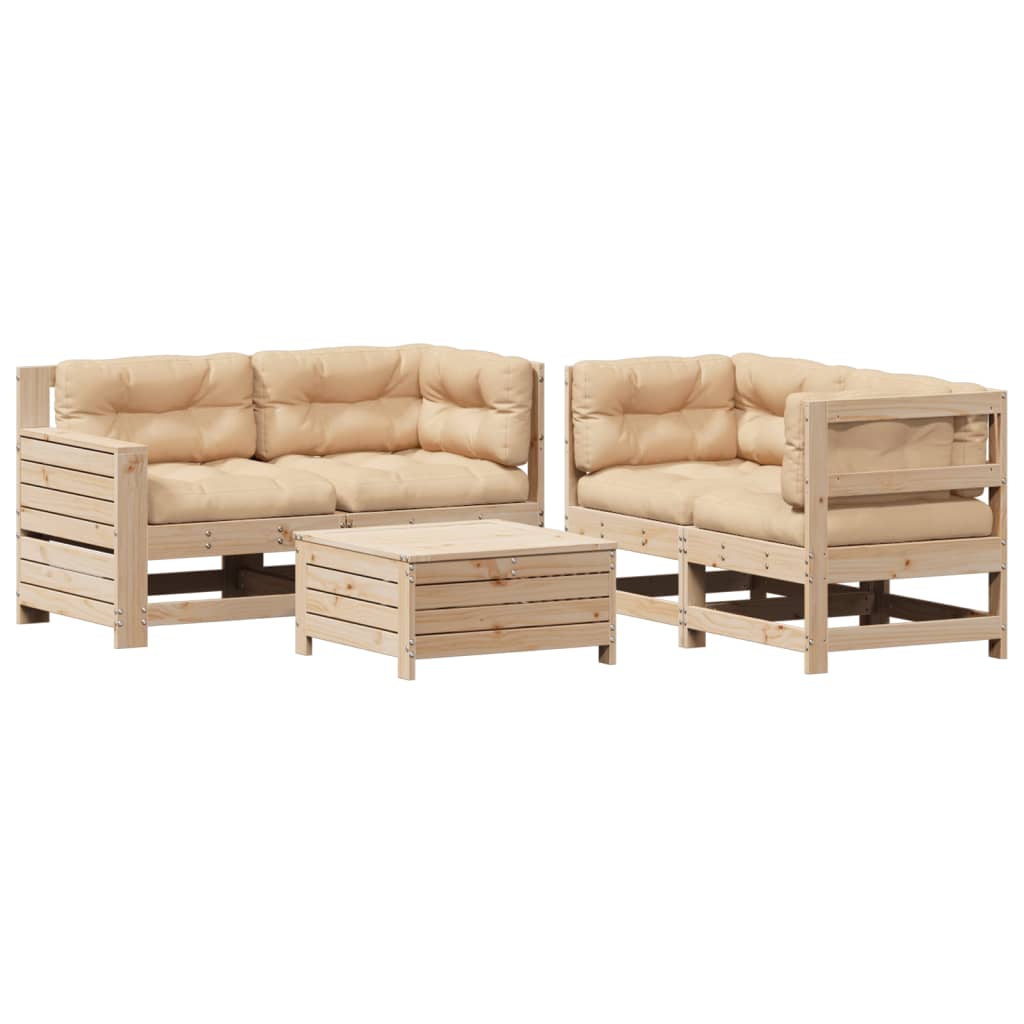 5-delige Loungeset met kussens massief grenenhout is nu te koop bij PeponiXL, paradijselijk wonen!