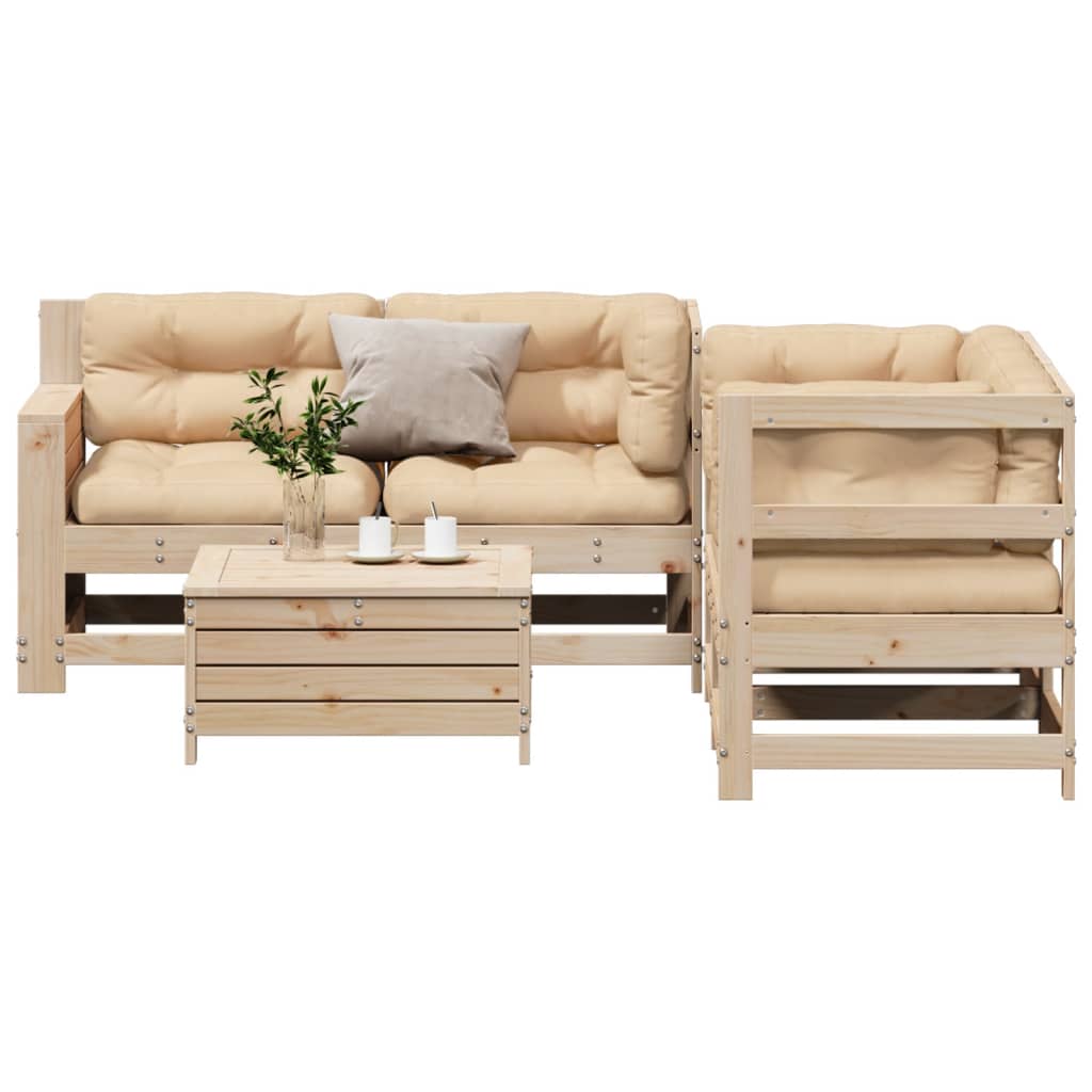 5-delige Loungeset met kussens massief grenenhout is nu te koop bij PeponiXL, paradijselijk wonen!