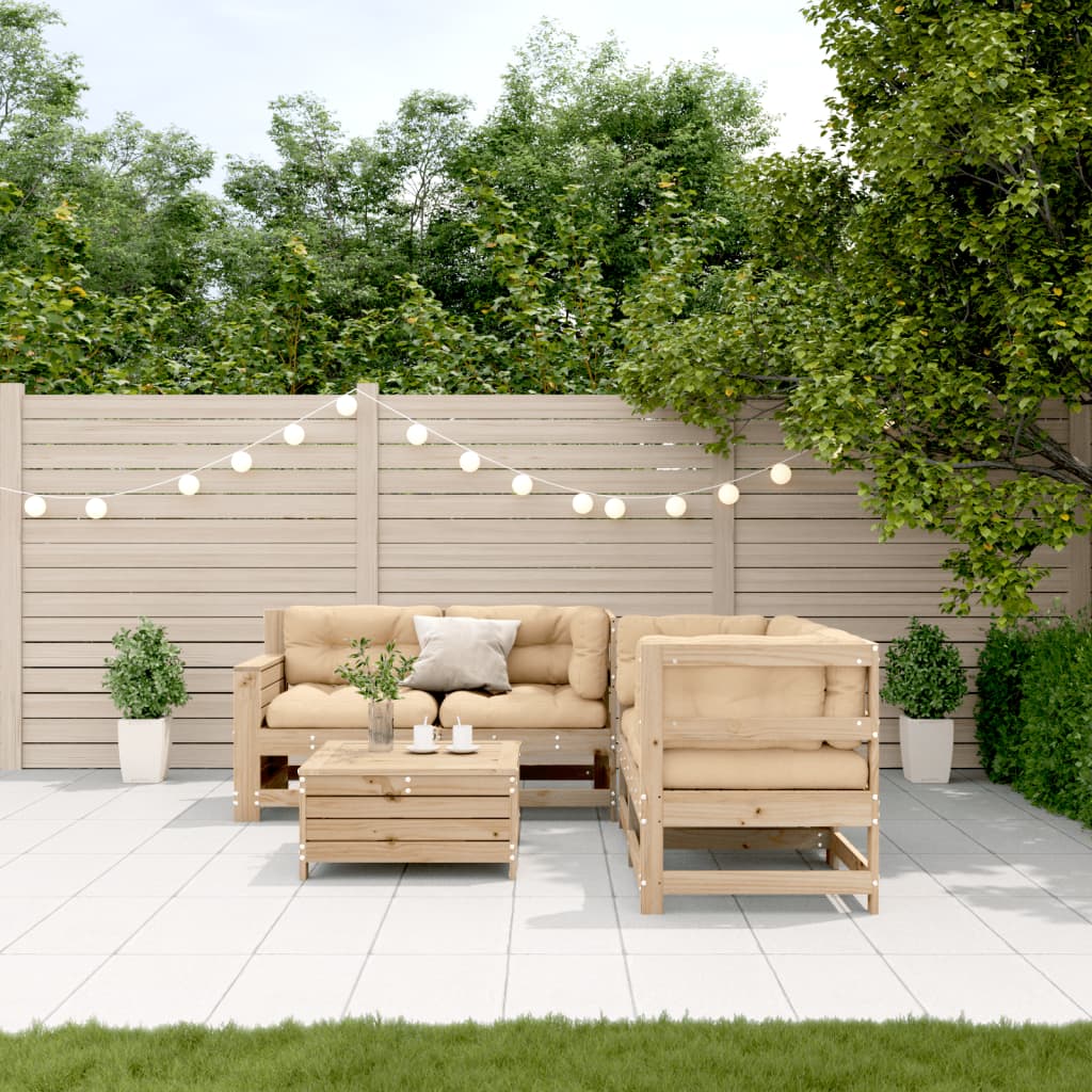 5-delige Loungeset met kussens massief grenenhout is nu te koop bij PeponiXL, paradijselijk wonen!