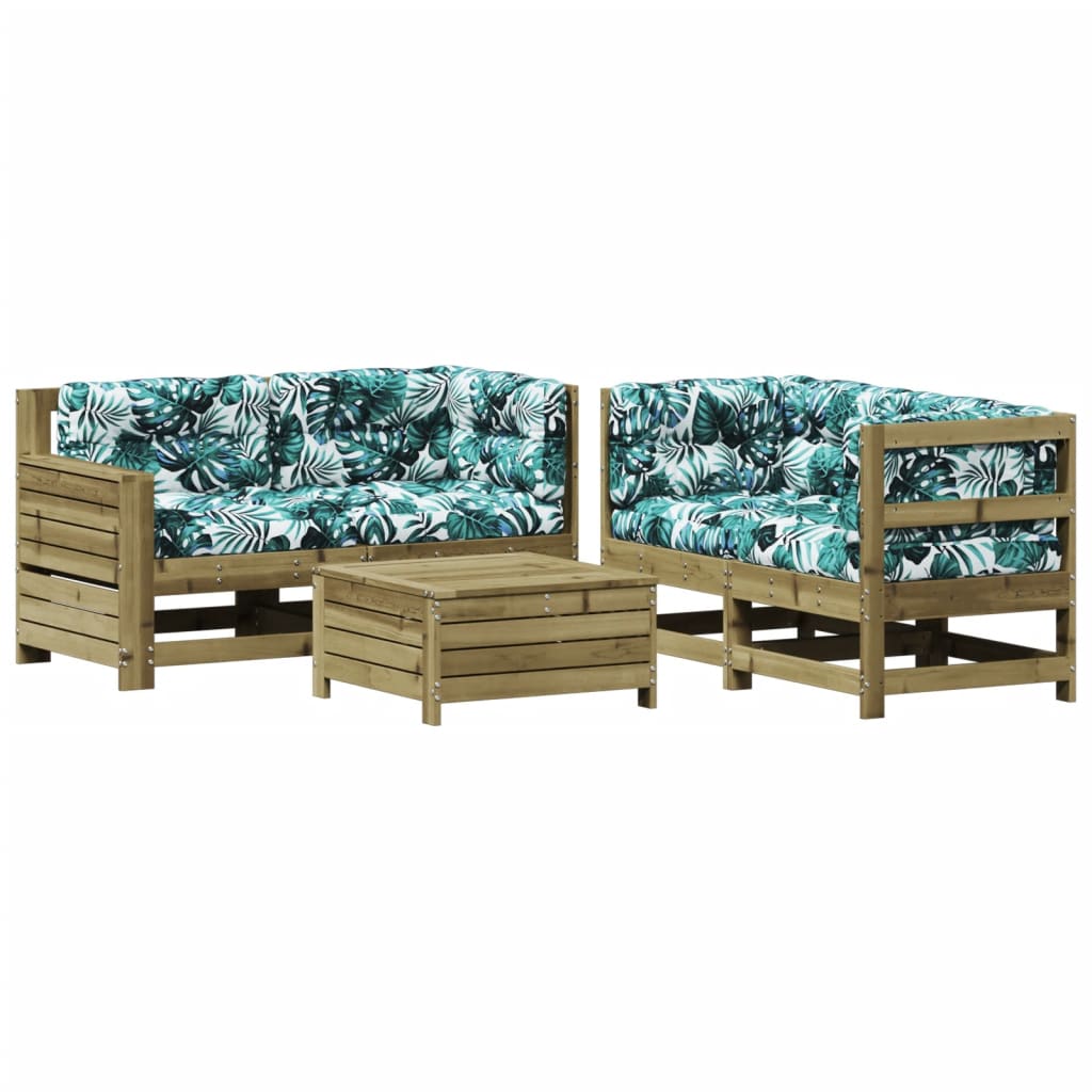 5-delige Loungeset met kussens geïmpregneerd grenenhout is nu te koop bij PeponiXL, paradijselijk wonen!