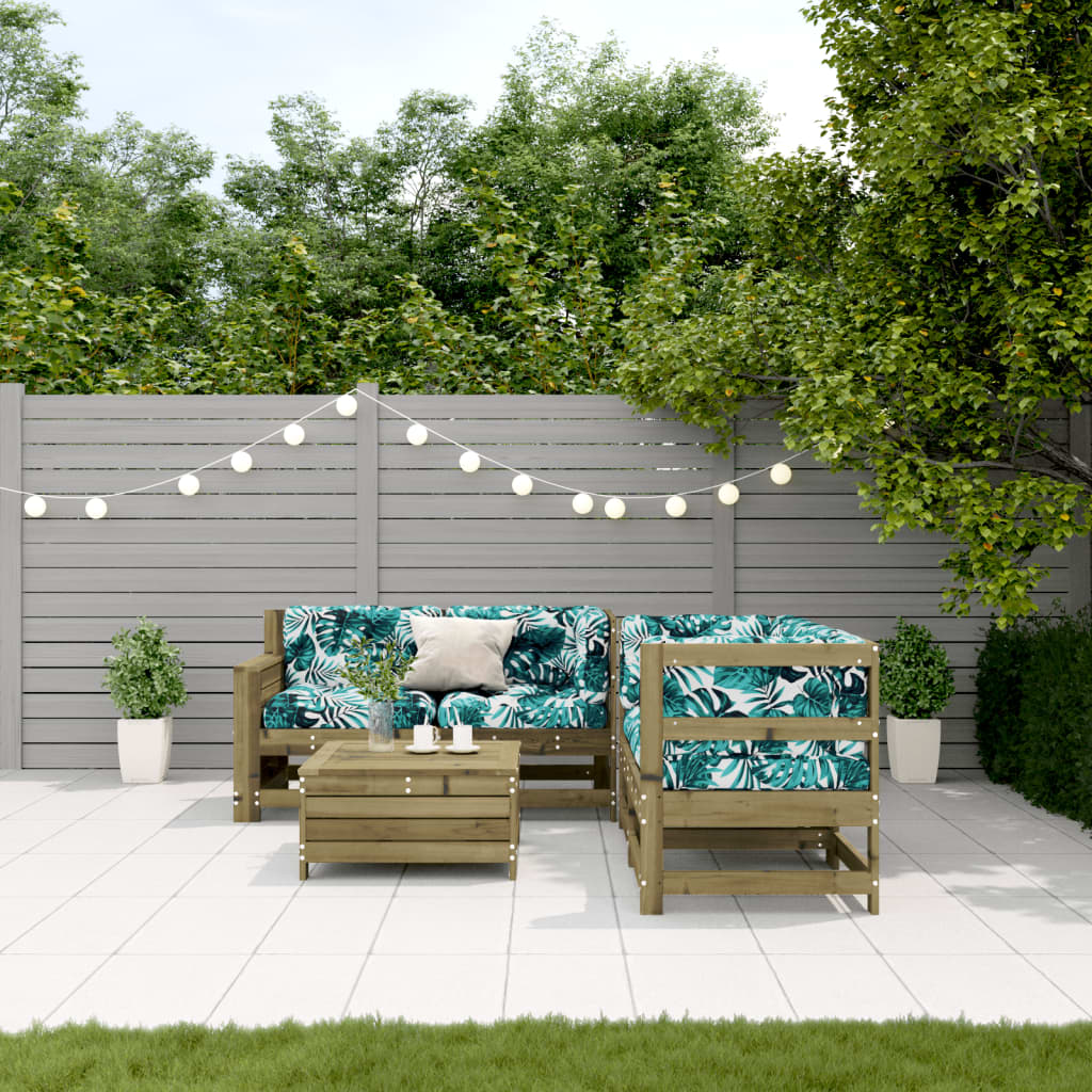 5-delige Loungeset met kussens geïmpregneerd grenenhout is nu te koop bij PeponiXL, paradijselijk wonen!