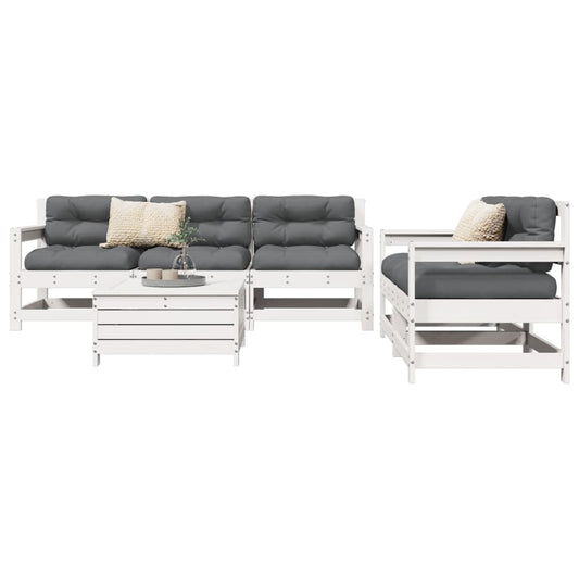6-delige Loungeset massief grenenhout wit is nu te koop bij PeponiXL, paradijselijk wonen!