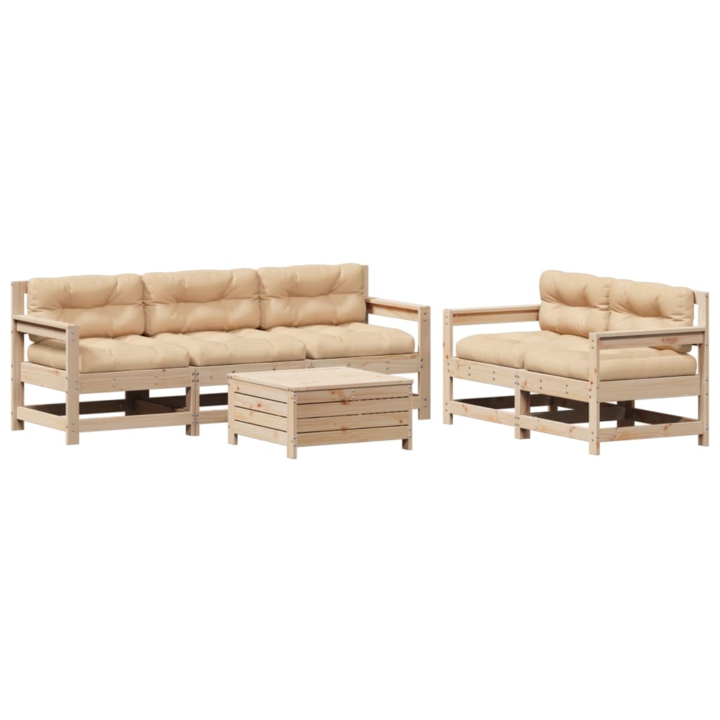 6-delige Loungeset met kussens massief grenenhout is nu te koop bij PeponiXL, paradijselijk wonen!
