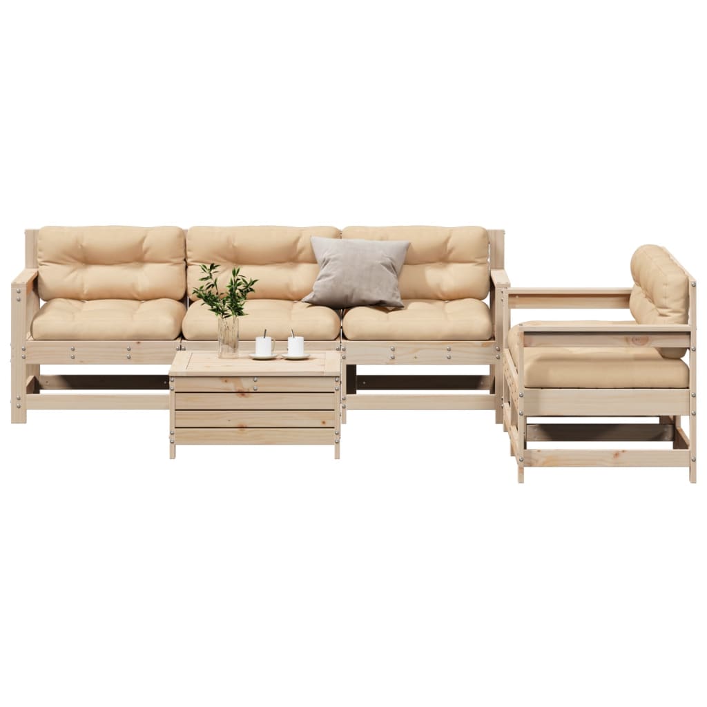 6-delige Loungeset met kussens massief grenenhout is nu te koop bij PeponiXL, paradijselijk wonen!