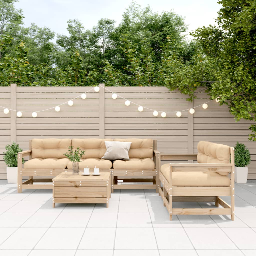 6-delige Loungeset met kussens massief grenenhout is nu te koop bij PeponiXL, paradijselijk wonen!