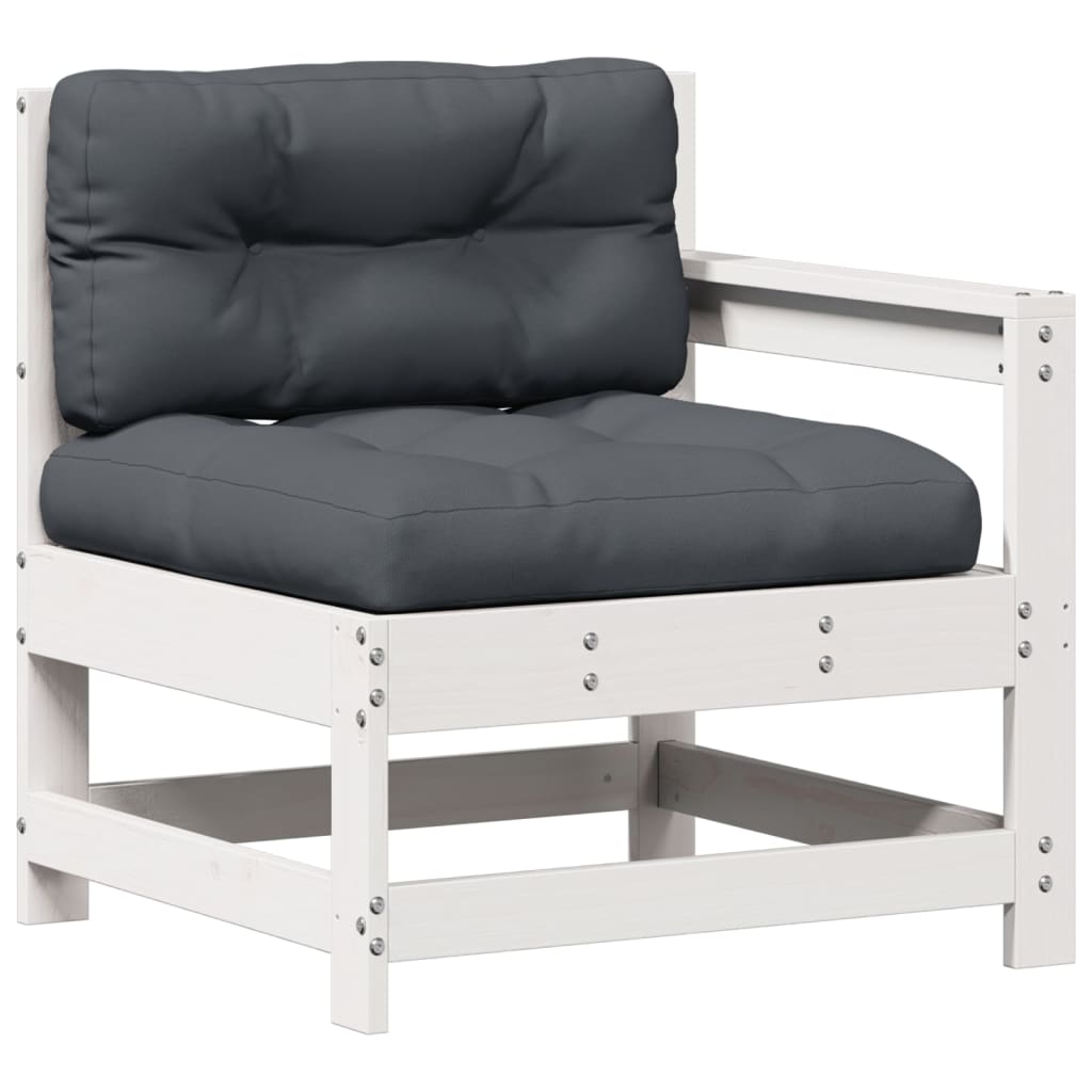 6-delige Loungeset met kussens massief grenenhout wit