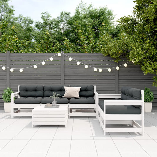 6-delige Loungeset met kussens massief grenenhout wit is nu te koop bij PeponiXL, paradijselijk wonen!