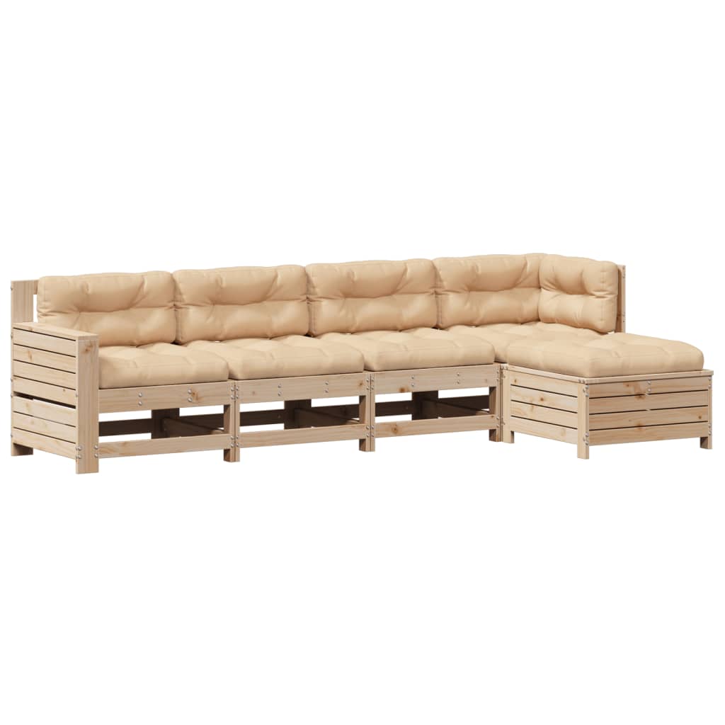 5-delige Loungeset met kussens massief grenenhout is nu te koop bij PeponiXL, paradijselijk wonen!