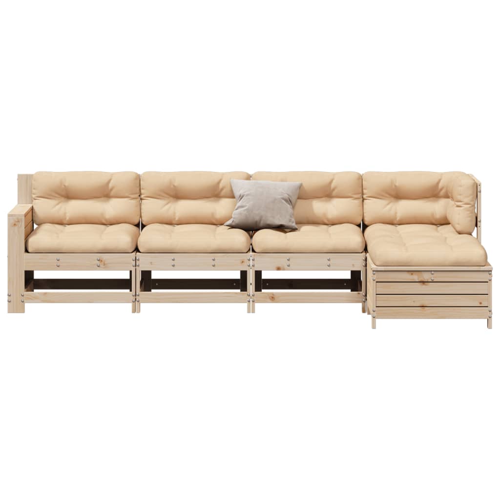5-delige Loungeset met kussens massief grenenhout is nu te koop bij PeponiXL, paradijselijk wonen!